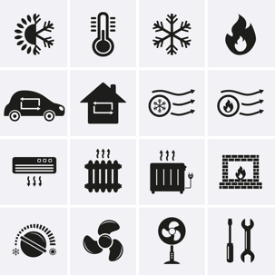 grid of black icons for HVAC